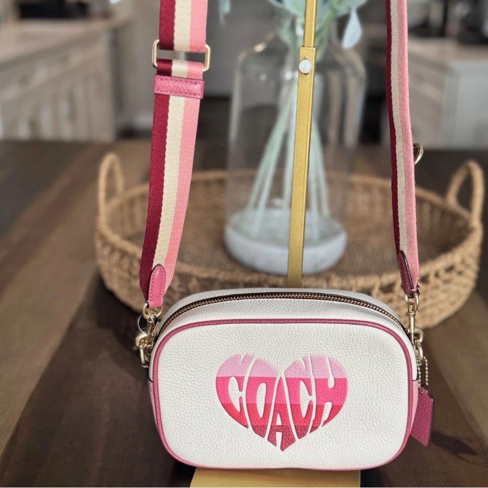 Coach Mini Jamie Camera Bag Crossbody w/ Rare Stripe Heart
